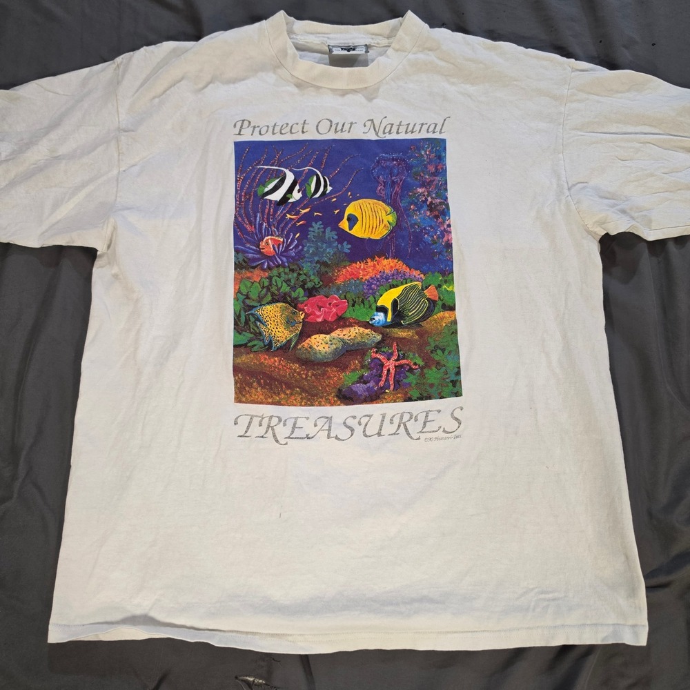 Vintage 1990 Human-I-Tees Protect Our Natural Treasures Shirt XL Lee USA Made